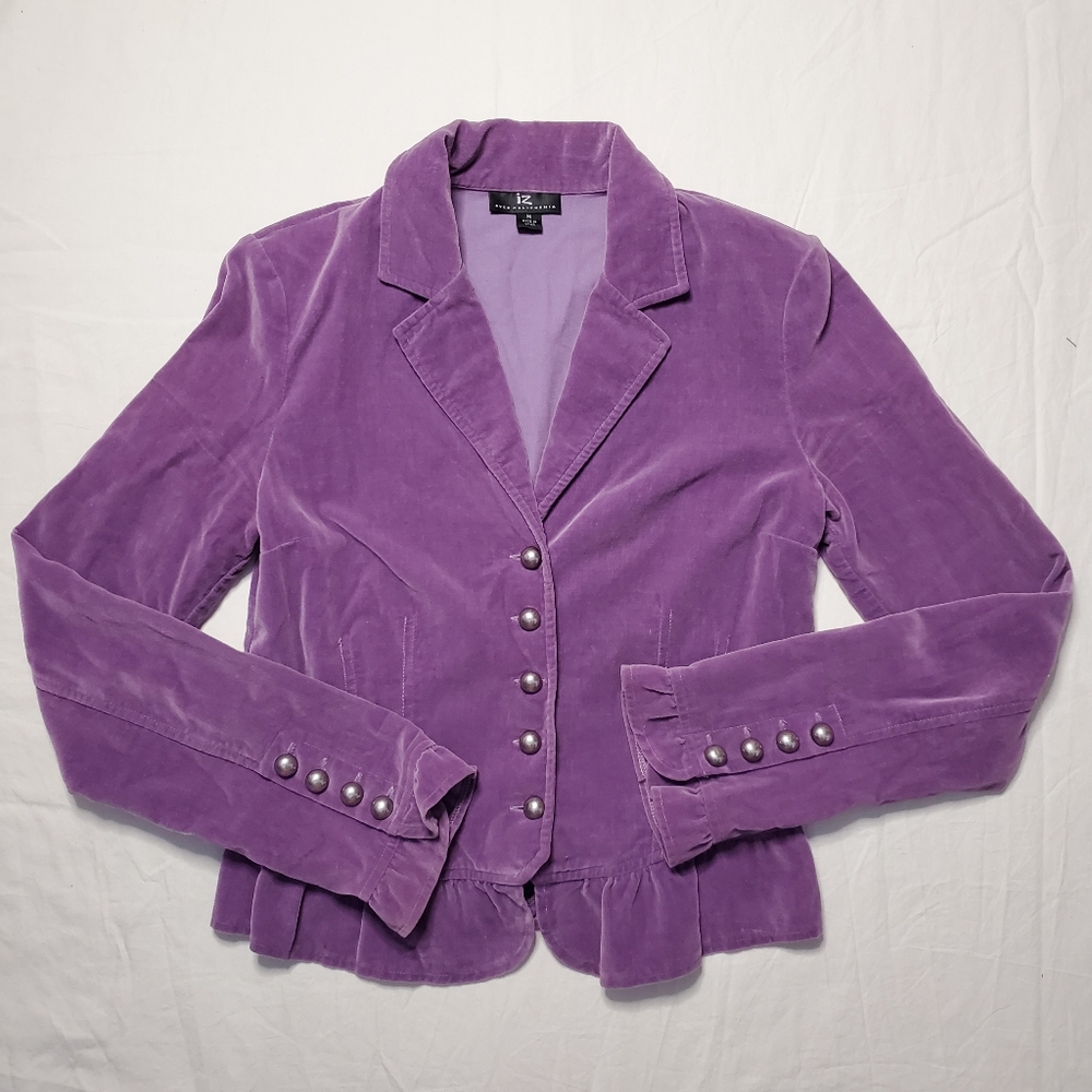 IZ Byer California Purple Velvet Texture Blazer